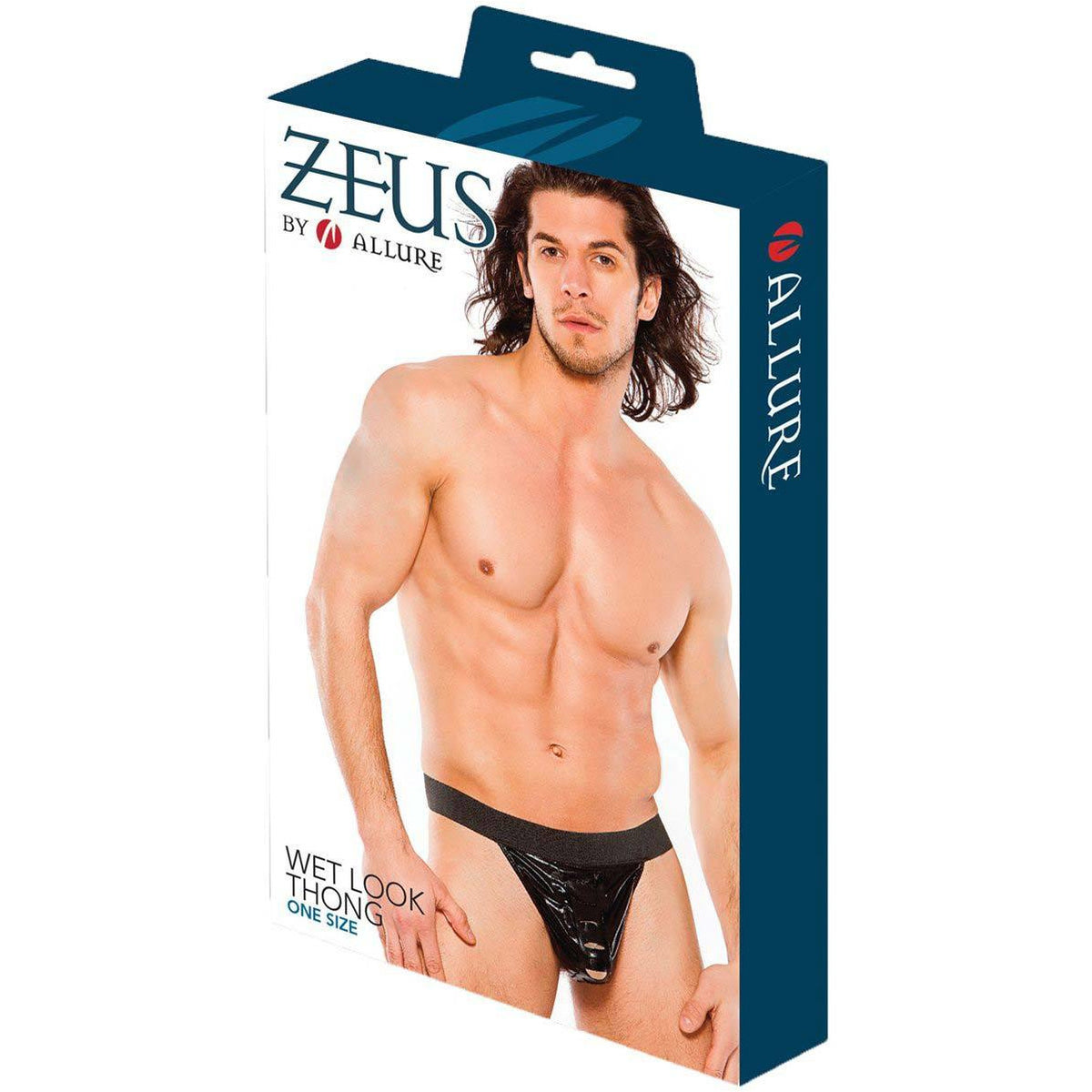 Allure Zeus - Wet Look Thong - Black - O/S